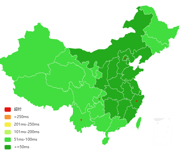 itdog 第三方節點 Ping 測試地圖示例